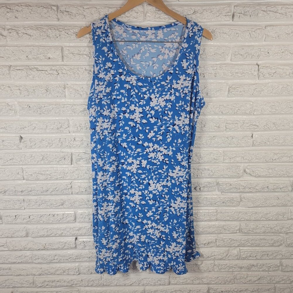 Draper James Womens Nightgown XXL XXXL Plus Loungewear Blue Floral FLO29E